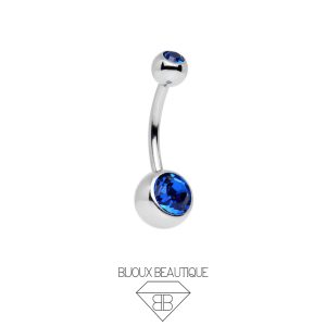 Navel Belly Button Gem Curved Barbell – Sapphire Blue