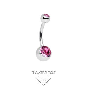 Navel Belly Button Gem Curved Barbell – Pink