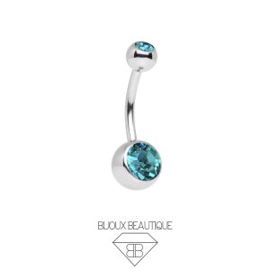 Navel Belly Button Gem Curved Barbell – Turquoise