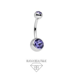Navel Belly Button Gem Curved Barbell – Lilac