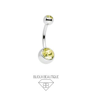 Navel Belly Button Gem Curved Barbell – Yellow
