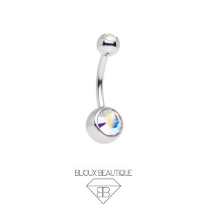Navel Belly Button Gem Curved Barbell – Aurora