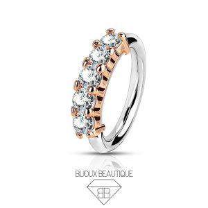 Stacked Crystals Seam Hoop – Rose Gold