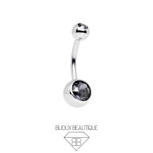 Navel Belly Button Gem Curved Barbell – Grey