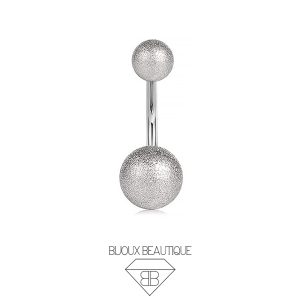 Navel Belly Button Shimmer Curved Barbell – Silver