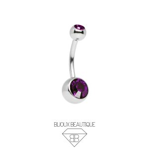 Navel Belly Button Gem Curved Barbell – Purple