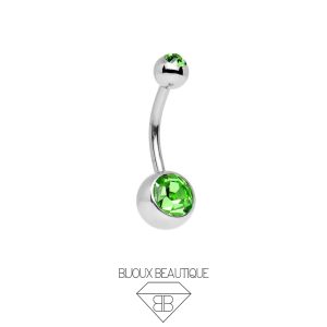 Navel Belly Button Gem Curved Barbell – Green