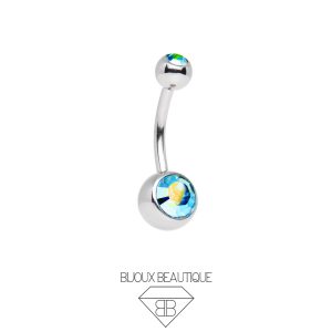 Navel Belly Button Gem Curved Barbell  – Aurora Turquoise
