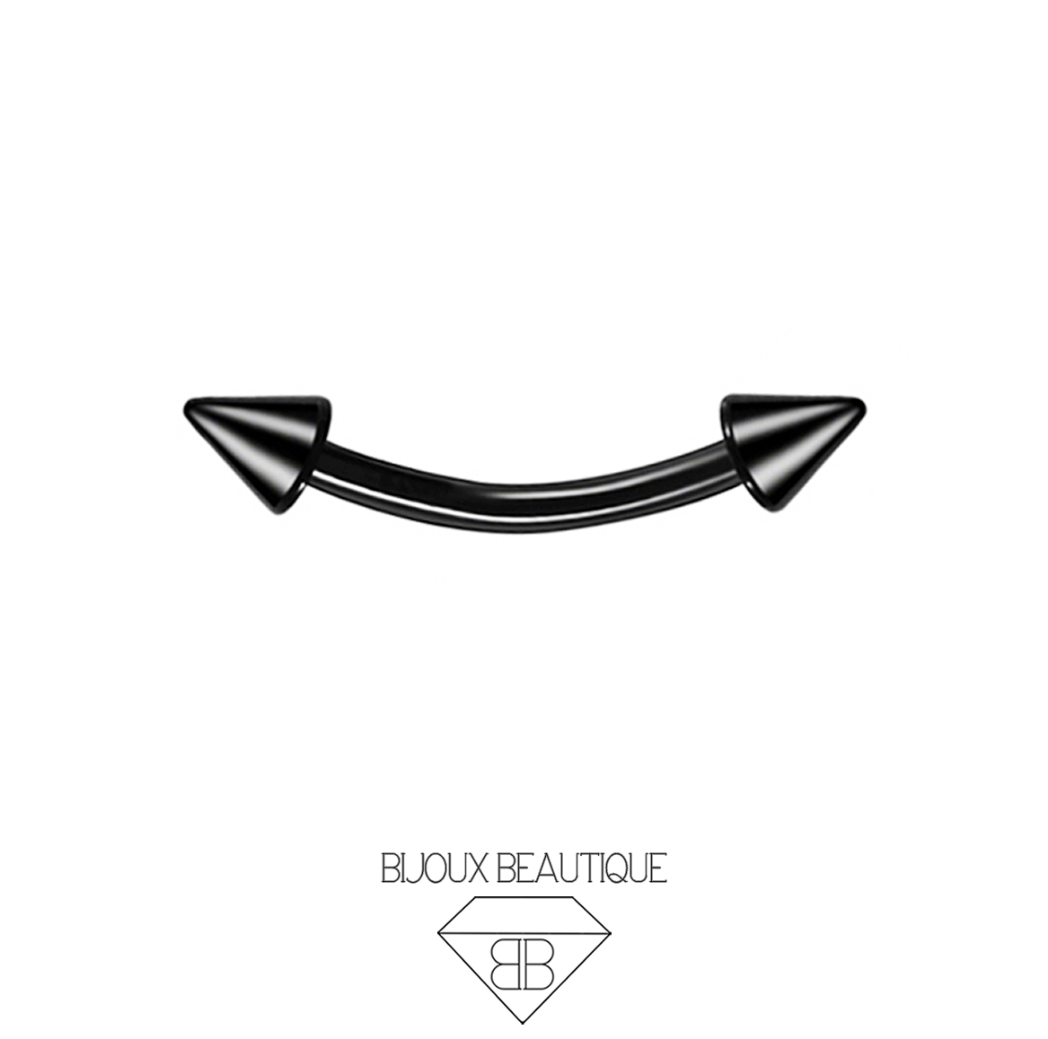 Eyebrow / Ear Spike Curved Barbell – Black