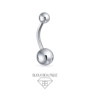 Navel Belly Button Plain Curved Barbell – Silver