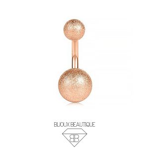 Navel Belly Button Shimmer Curved Barbell – Rose Gold