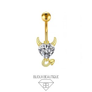 Navel Belly Button Heart Demon Curved Barbell – Gold