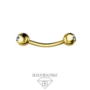 Eyebrow / Ear Gem Curved Barbell – White, Gold