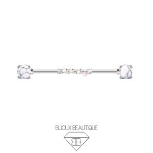 Industrial Pronged Marble Barbell – Silver
