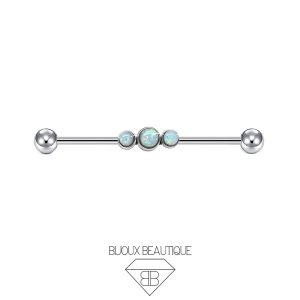 Industrial Opal Cluster Barbell – Silver