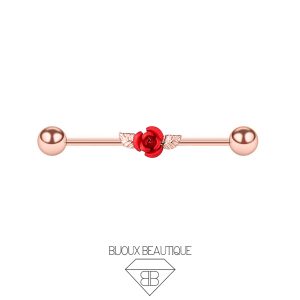 Industrial Rose Flower Barbell – Rose Gold