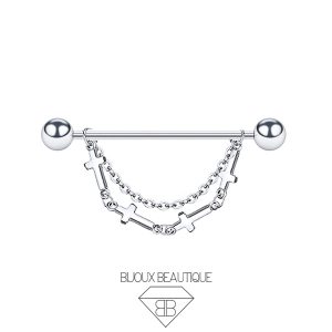 Industrial Cross Chain Barbell – Silver