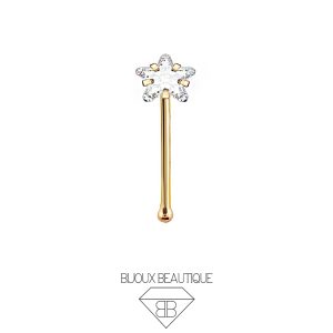 Nose Bone Pronged Star Gem Stud – Gold