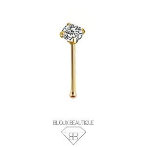 Nose Bone Pronged Gem Stud – Gold