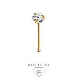 Nose Bone Pronged Heart Gem Stud – Gold