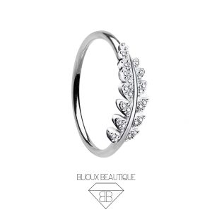 Encrusted Leaf Seam Hoop – Silver