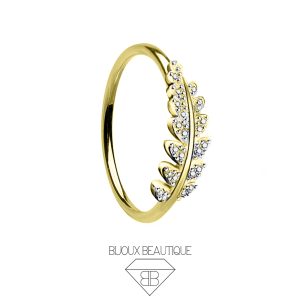 Encrusted Leaf Seam Hoop – Gold