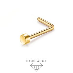 Nose Flat Disc L-Shape Stud – Gold