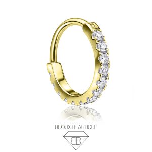 Encrusted Gems Clicker Hoop – White, Gold