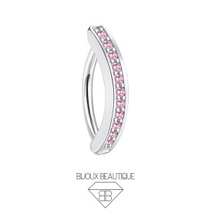 Navel Belly Button Encrusted Gems Hoop – Pink, Silver
