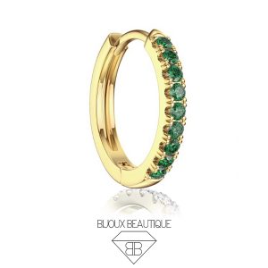 Encrusted Gems Clicker Hoop – Green, Gold