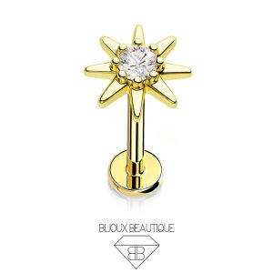Ear Sun Gem Stud – White, Gold