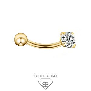 Eyebrow / Ear Pronged Gem Ball Curved Barbell – White, Gold