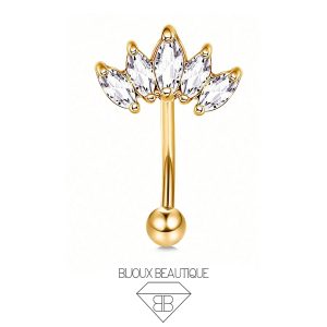 Eyebrow / Ear Cluster Gems Curved Barbell – Gold
