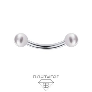 Eyebrow / Ear Faux Pearl Curved Barbell – Silver