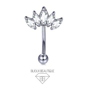 Eyebrow / Ear Cluster Gems Curved Barbell – Silver