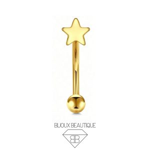Eyebrow / Ear Star Ball Curved Barbell – Gold