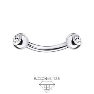 Eyebrow Gem Curved Barbell – White, Silver