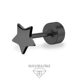 Ear Star Flatback Stud – Black