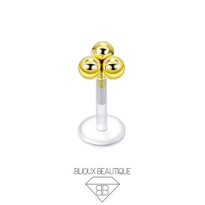 Ear Triple Ball Cluster PTFE Stud – Gold