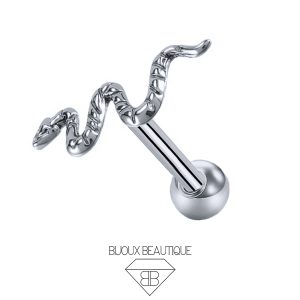 Ear Serpent Snake Ball Stud – Silver