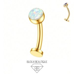 Navel Opal Floating Belly Button Bar – Aurora, Gold