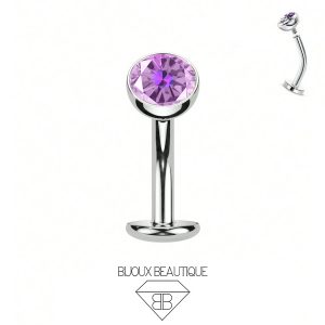Navel Gem Floating Belly Button Bar – Lilac, Silver