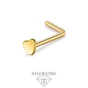 Nose Heart L-Shape Stud – Gold