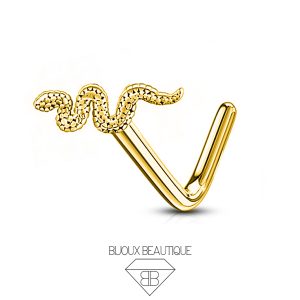 Nose Serpent L-Shape Stud – Gold