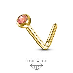 Nose Gem L-Shape Stud – Topaz, Gold