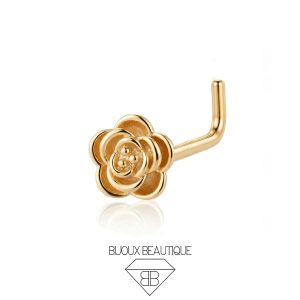 Nose Flower L-Shape Stud – Gold